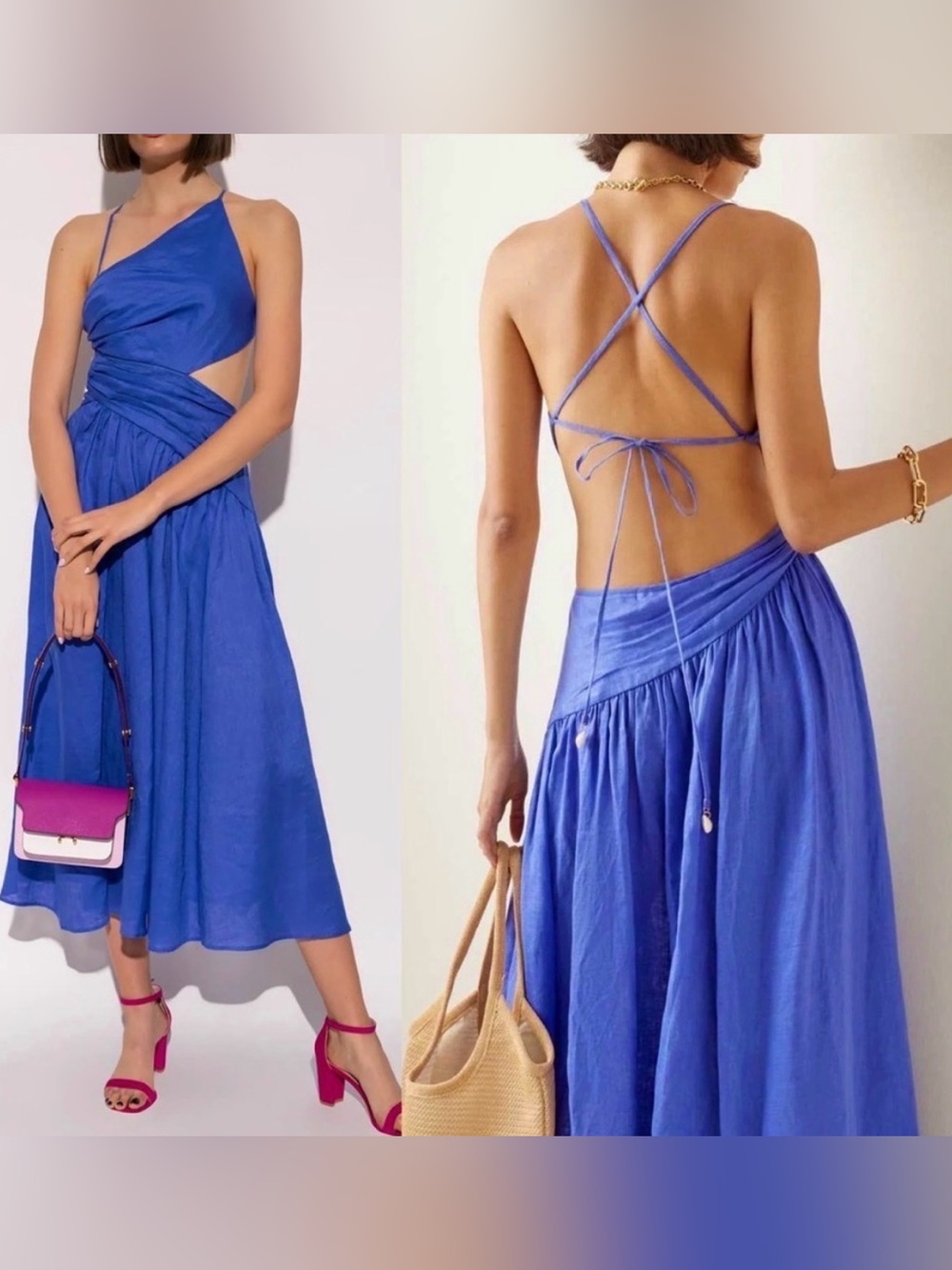 DESIGNER Dao Chloe Dao Cobalt Linen Evening Gown- Women’s L - Picture 11 of 11